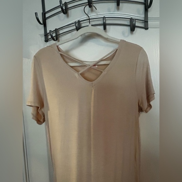 The Pulse Boutique criss cross top pink blush tee XL EUC Barbiecore - Picture 3 of 10